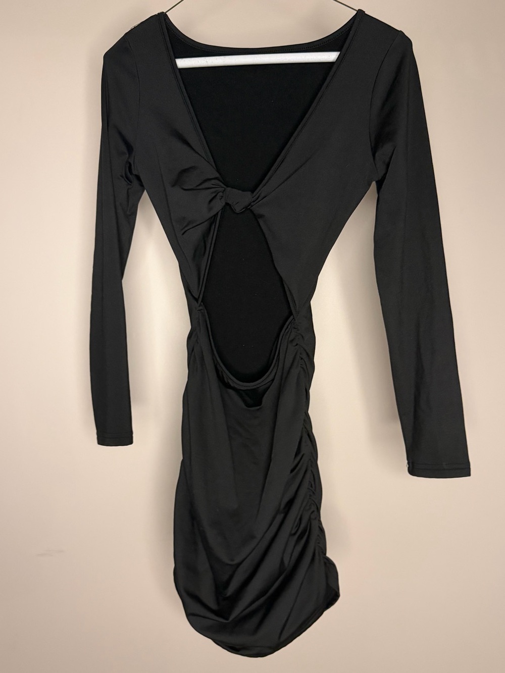 Black Long-Sleeve Cutout Knot Dress
